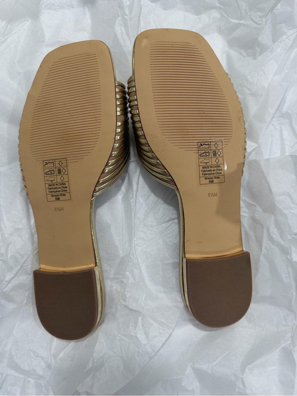 White House Black Market Gold Metallic Slide Sandals - Picture 4 of 5